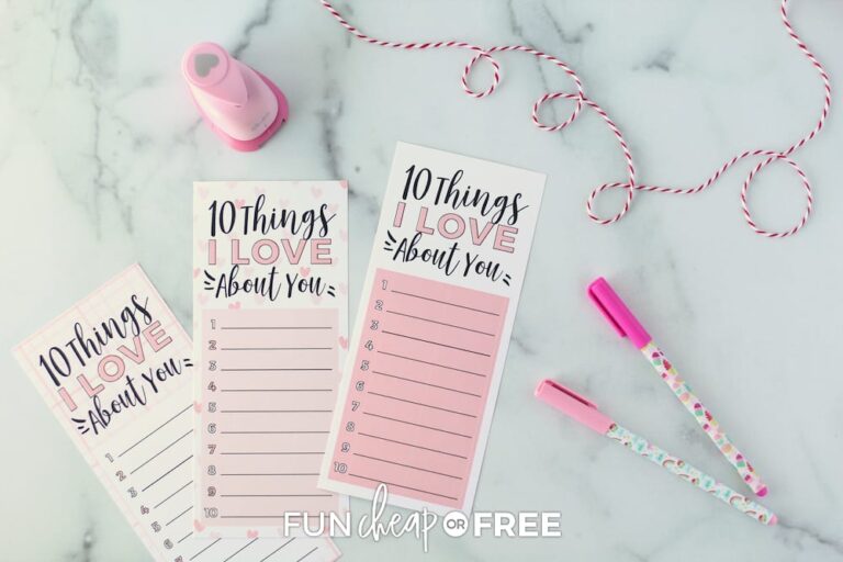 10 Things I Love About you Printable